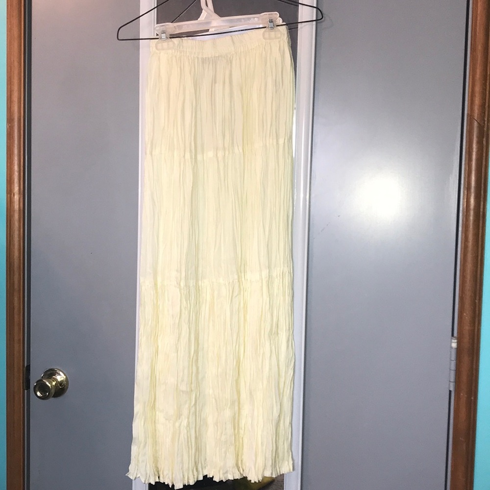 White full length crinkle pleated skirt